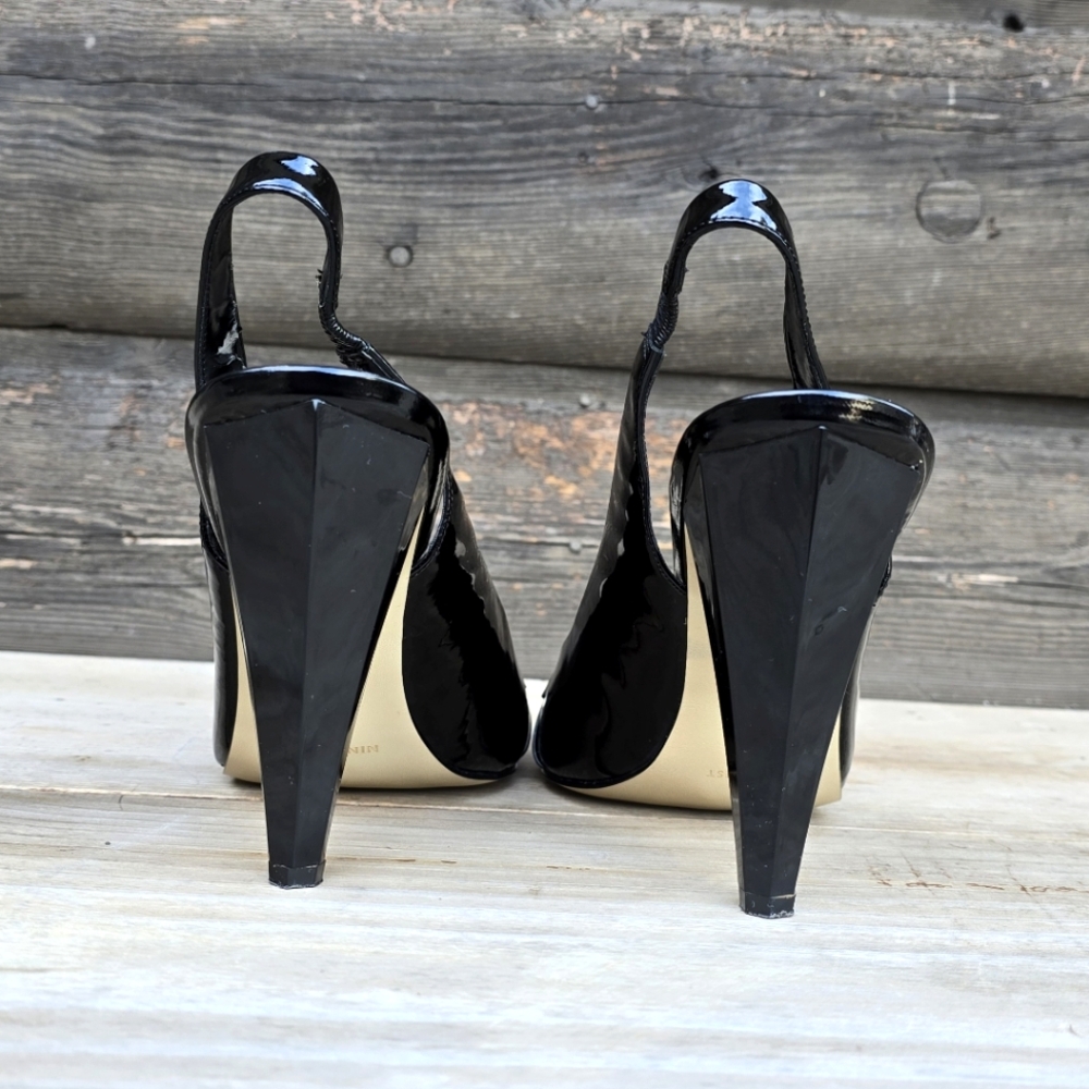 Nine West Patent Leather Black Open-Toe Slingback Heels - Picture 10 of 16